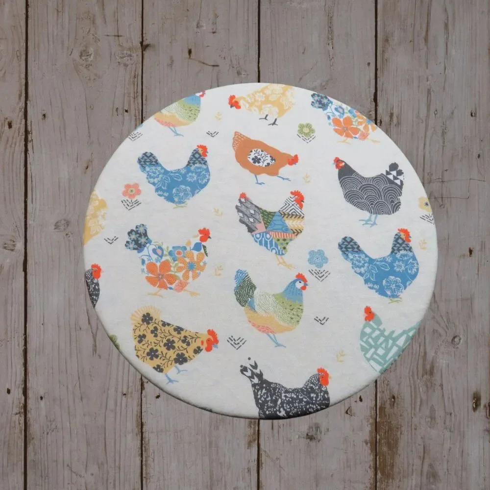 Reversible KitchenAid Bowl Cover: Chickens And Floral Print, Bowl Cover